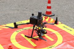Eine Drohne auf dem vorgesehenen Landeplatz